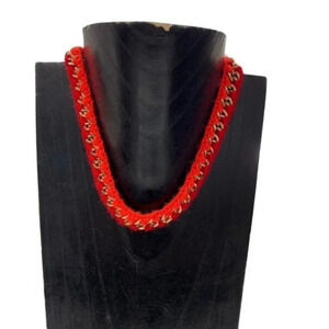 Bohemian Crochet Knit Gold Chain Necklace